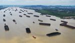 Potret Lalu Lintas Tongkang Batu Bara di Sungai Mahakam Samarinda