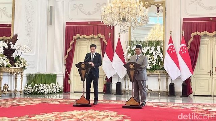 Presiden Prabowo Subianto bertemu Perdana Menteri (PM) Singapura Lawrence Wong (Eva/detikcom).