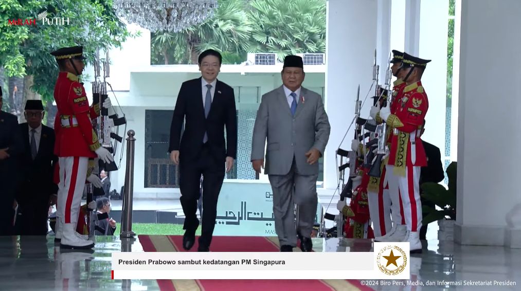 Presiden Prabowo Terima Kunjungan PM Singapura Lawrence Wong, Istana Merdeka, Rabu, (6/11/2024). (Tangkapan Layar Youtube Sekretariat Presiden)