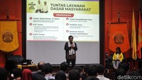 Pramono menghadiri dialog publik di kampus FISIP UI, Depok, Jawa Barat, Kamis (7/11/2024).