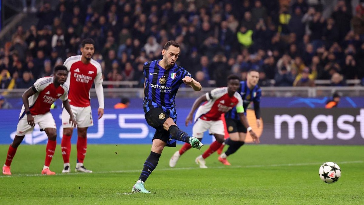 Laga Inter Milan melawan Arsenal di Liga Champions musim lalu. (Foto: REUTERS/Claudia Greco)