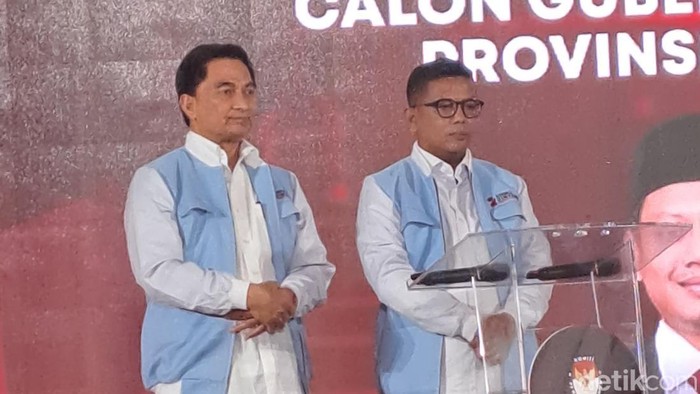 Pasangan calon Gubernur Banten nomor urut 2, Andra Soni dan Dimyati Natakusuma. (Fathul/detikcom)