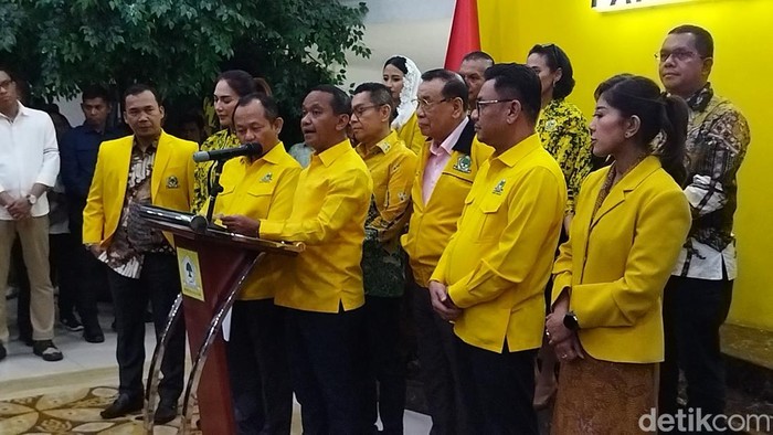 Pengumuman pengurus baru Golkar 2024-2029. (Kurniawan Fadilah/detikcom).