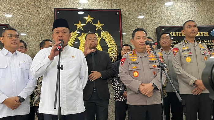 Menteri ATR/BPN Nusron Wahid bertemu Kapolri Jenderal Listyo Sigit Prabwo (Ondang/detikcom)