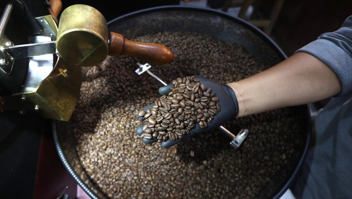 Pekerja mengolah biji kopi arabika gayo (Coffea arabica L) untuk dipasarkan di tempat pengolahan Aqilla Coffee, Ulee Kareng, Banda Aceh, Aceh, Jumat (8/11/2024). Biji kopi arabika gayo yang didatangkan dari Kabupaten Aceh Tengah, Bener Meriah dan Gayo Lues itu dipasarkan di wilayah Aceh dan sejumlah daerah dengan harga Rp220.000 hingga Rp400.000 per kilogram tergatung jenis dan proses pascapanen. ANTARA FOTO/Irwansyah Putra/wpa.