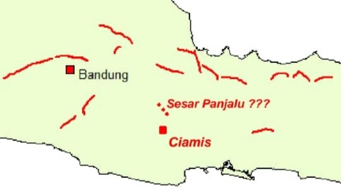 Sesar Panjalu Ciamis tercatat sebagai sesar aktif menurut hasil penelitian Tim Geologi