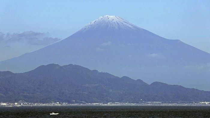 Mt. Fuji in Japan is covered with snow Wednesday, Nov. 6, 2024. (Kyodo News via AP)