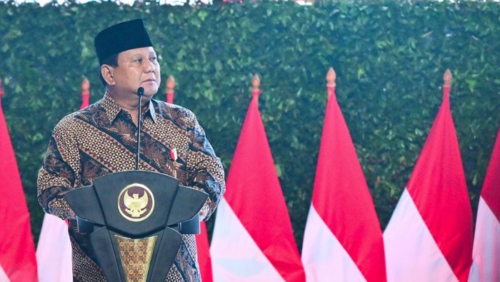Prabowo Subianto di Rakornas Pemerintah Pusat dan Daerah 2024 di SICC, Kamis (7/11).