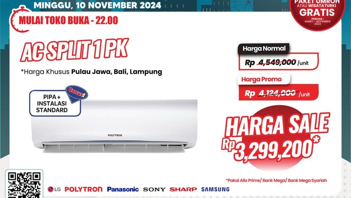 Beli AC Ada Potongan Rp 1 Jutaan di Transmart Full Day Sale.