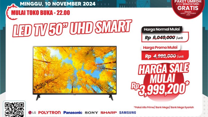 Merapat! Beli Smart TV Diskon Besar di Transmart Full Day Sale.