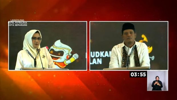 Suasana debat Pilkada Pekalongan di Hotel Patra Jasa Semarang, Sabtu (9/11/2024).