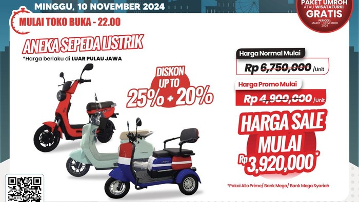 Transmart Full Day Sale Hari Ini, Beli Sepeda Listrik Hemat hingga Rp 2,7 Jutaan.