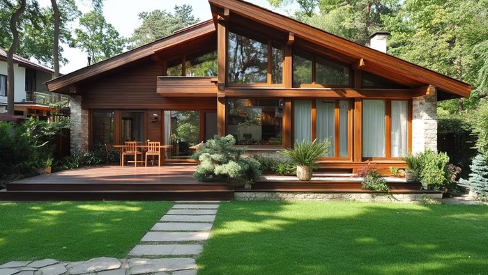 Desain rumah kayu minimalis mewah dan elegan.