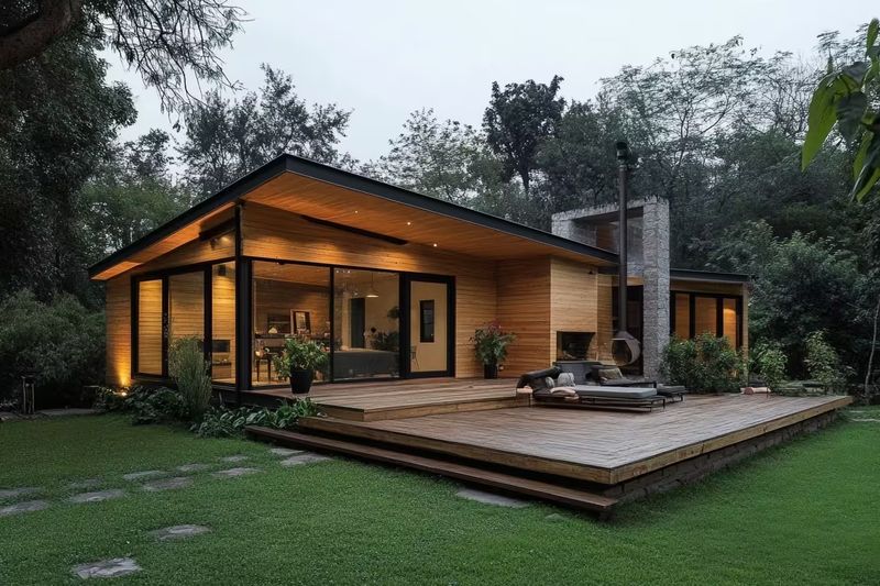 Desain rumah kayu minimalis modern.