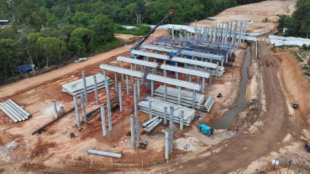 Jalan Tol Betung – Jambi seksi IV (Interchange Tempino – Interchange Ness) sepanjang 18,49 Km. (Dok: HK)