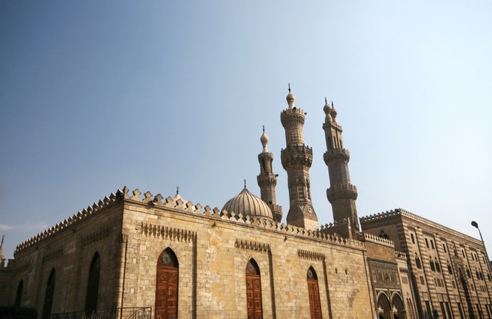 Egyptian mosque in Islamic Cairo. Al-Muizz li-Din Allah of the Fatimid dynasty commissioned its construction for the newly established capital city in 970.