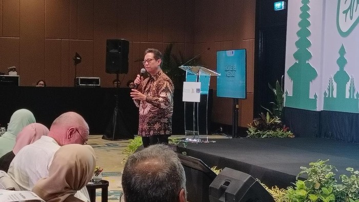 Menkes Budi Gunadi Sadikin saat berada di acara Pertemuan Tingkat Tinggi Inovasi Tuberkulosis (TBC) di Nusa Dua, Badung, Bali, Senin (11/10/2024). (Ni Made Lastri Karsiani Putri/detikBali)