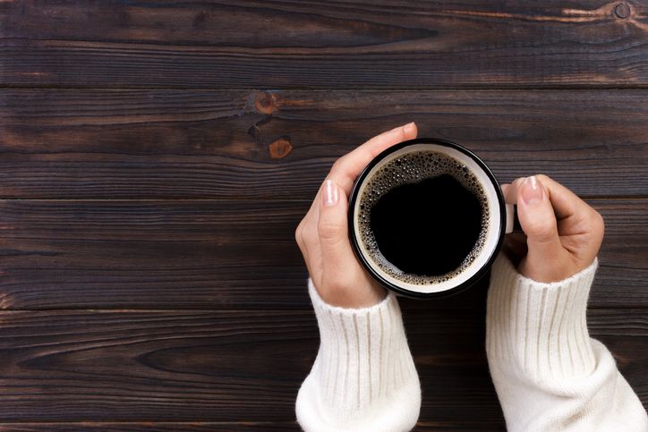 drinking coffee