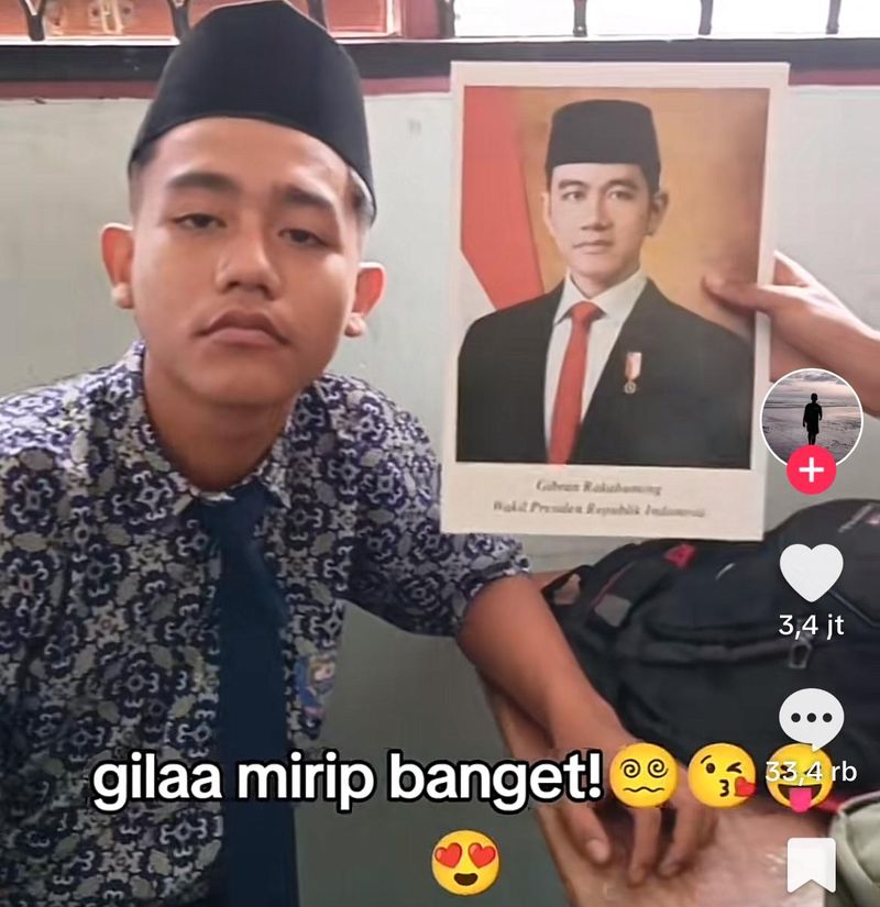 Tangkapan layar video viral di media sosial siswa SMP mirip Wapres Gibran