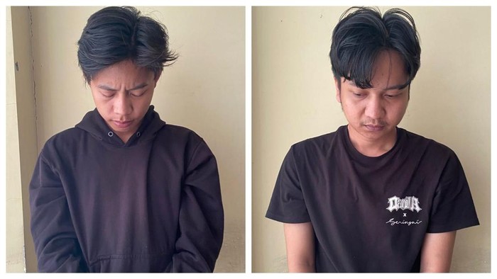 Anas Bahzi Angkasa dan Amar Wahyu Ramadhan usai ditangkap karena uang palsu.