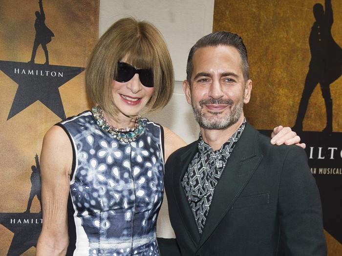 Anna Wintour, left, and Marc Jacobs attend the Broadway opening night of Hamilton at the Richard Rodgers Theatre on Thursday, Aug. 6, 2015, in New York. (Photo by Charles Sykes/Invision/AP)
