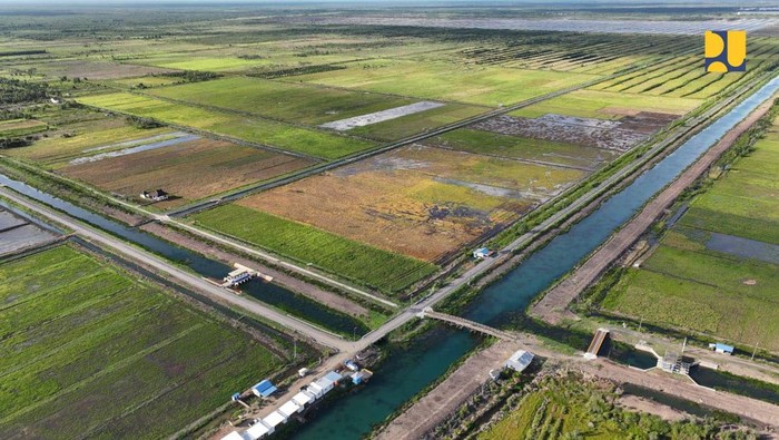 Jaringan irigasi merupakan infrastruktur air pendukung Kawasan Food Estate Dadahup di Kabupaten Kapuas, Kalimantan Tengah. Begini potretnya.