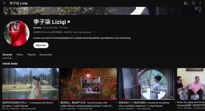 Channel YouTube Li Ziqi