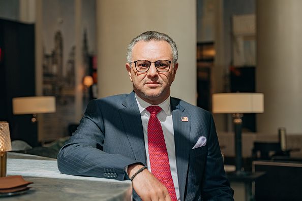 MANHATTAN, NY - SEP 4 : Dr. Massad Boulos, Tiffany Trump's father-in-law, sits for a portrait at the Wall Street Hotel  in New York on Sep 4, 2024. (Photo by Jeenah Moon for The Washington Post via Getty Images)