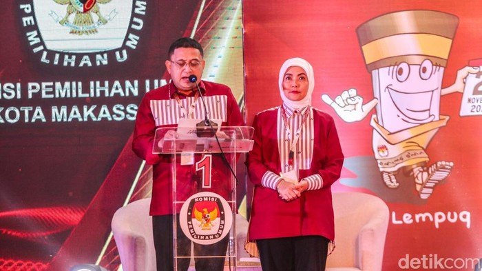 Pasangan calon wali kota dan wakil wali kota Makassar nomor urut 1, Munafri Arifuddin alias Appi dan Aliyah Mustika Ilham (MULIA)