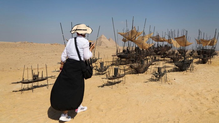 People visit an art installation by visual artist Shila Shivo titled 