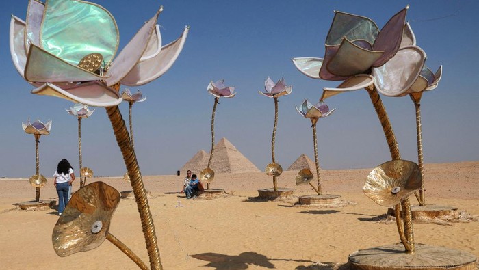 People visit an art installation by visual artist Shila Shivo titled 