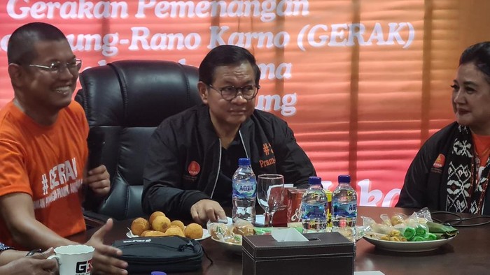Pramono Anung dalam acara Konsolidasi Relawan Gerakan Pemenangan Pramono Anung-Rano Karno (GERAK) di Menteng, Jakarta Pusat, Rabu (13/11/2024).