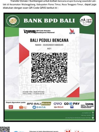 QR Code donasi Gunung Leowotobi Laki-laki dari Pemprov Bali. (Istimewa)