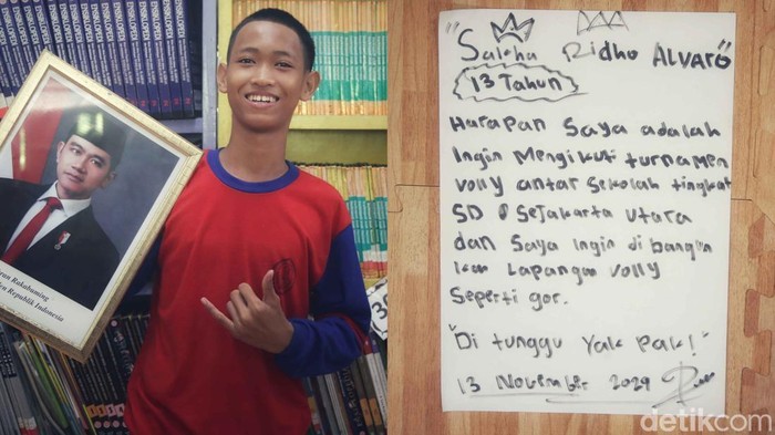 Siswa SDN 13 Pagi Semper Barat, Cilincing, Jakarta Utara, menuliskan harapan mereka kepada pemerintahan Prabowo-Gibran. Inidia harapan-harapan mereka.