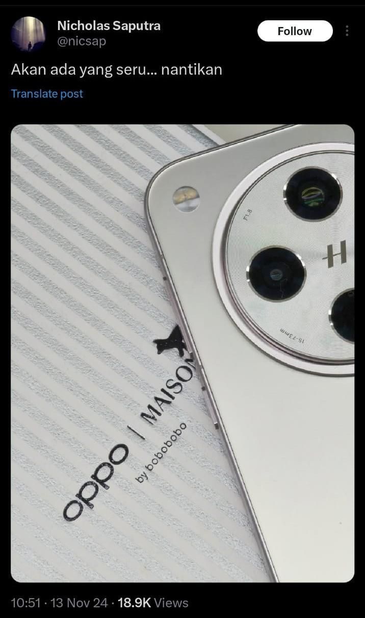 Nicholas Saputra Bocorkan Kolaborasi OPPO X Maison Kitsuné