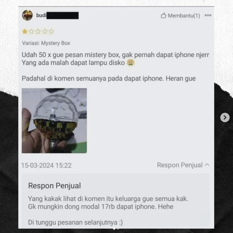 Review belanja di olshop berikut ini absurd dan kocak banget. Memang deh, netizen +62 kreativitasnya tak terbatas!