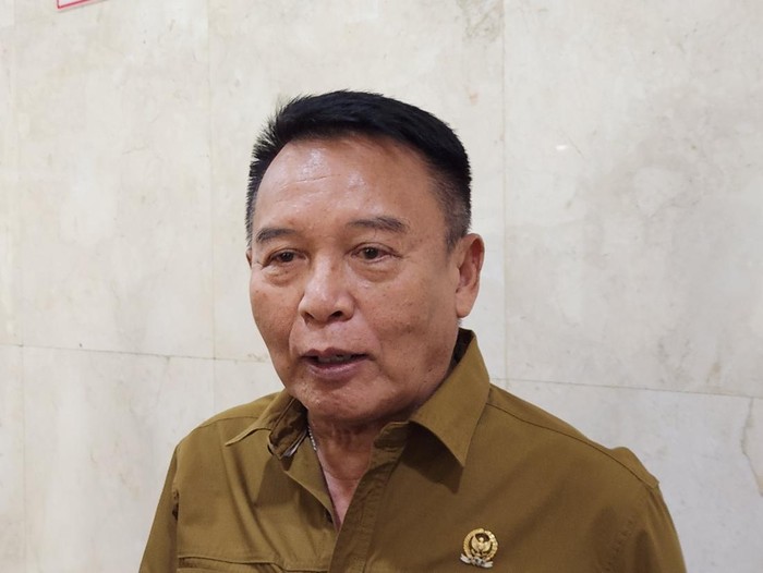 Anggota Komisi I DPR F-PDIP, TB Hasanuddin, di kompleks parlemen, Senayan, Jakarta, Kamis (14/11/2024).