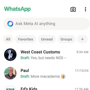 Tampilan fitur drafts di aplikasi WhatsApp