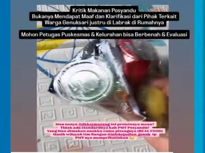 Heboh warga Semarang kritik makanan tambahan balita dibentak Pak RT. Foto diunggah Jumat (15/11/2024).