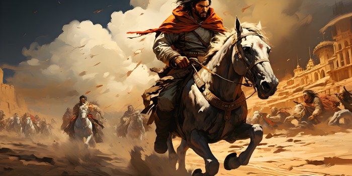 Ilustrasi perang, sahabat nabi, pasukan berkuda.