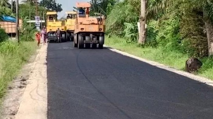 Kondisi jalan di Sergai yang mulus dengan aspal hotmix (Dok. Pemkab Sergai)