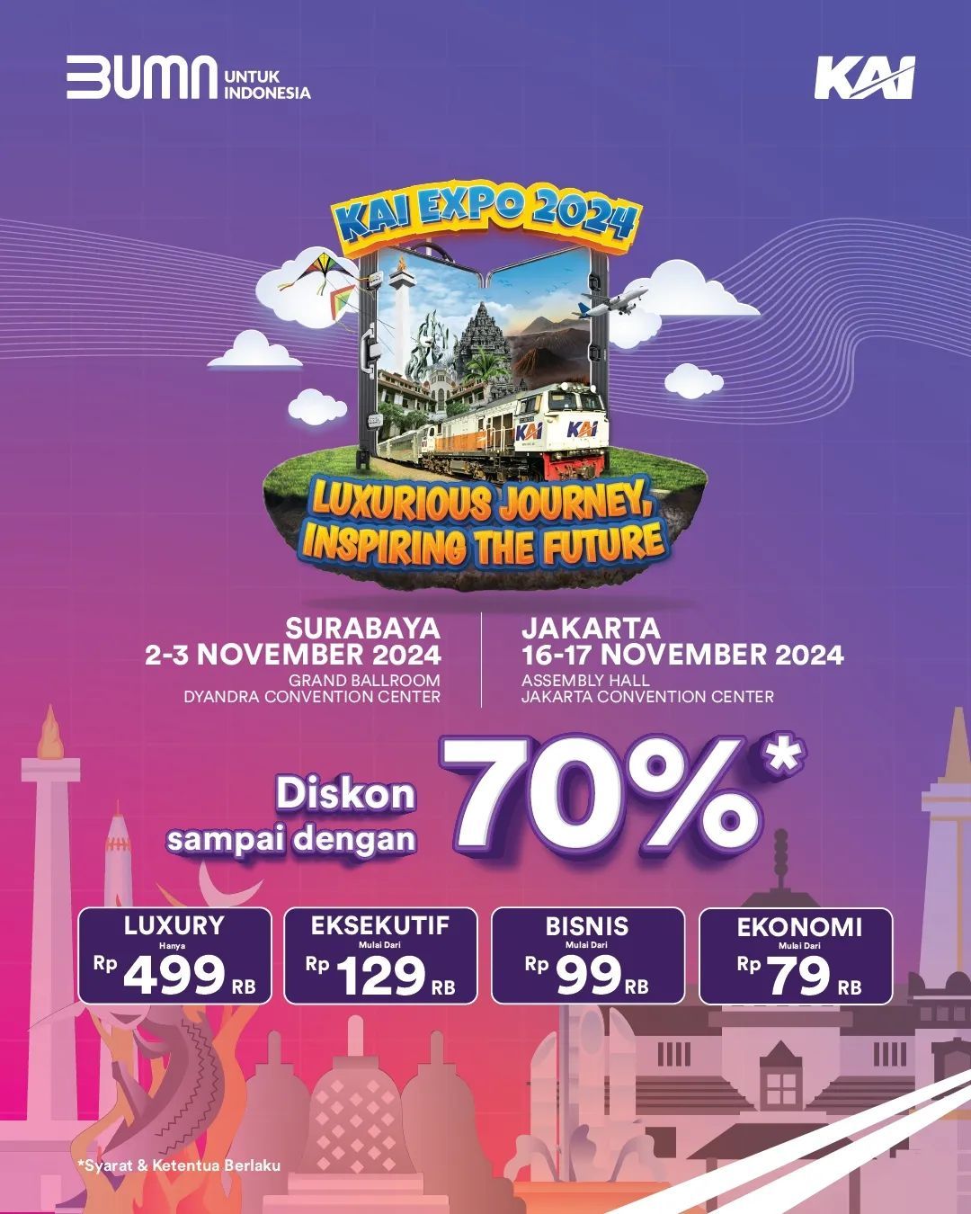 Promo diskon tarif KAI sampai 70%/. (Dok: KAI)