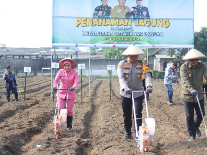 tanam jagung di area Polres Blitar Kota mendukung Wujudkan Ketahanan Pangan