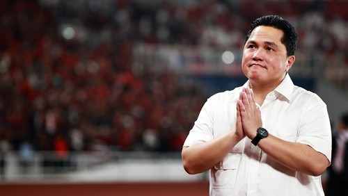 JAKARTA, INDONESIA - JUNE 06: Erick Thohir, the Chairman of Indonesia Football Association reacts after the FIFA World Cup Asian 2nd qualifier Group F match between Indonesia and Iraq at Gelora Bung Karno Stadium on June 06, 2024 in Jakarta, Indonesia. (Photo by Robertus Pudyanto/Getty Images)