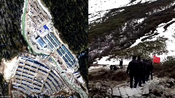 China memperluas wilayah di bagian Himalaya. Pembangunan besar-besaran tertngkap dari citra satelit.