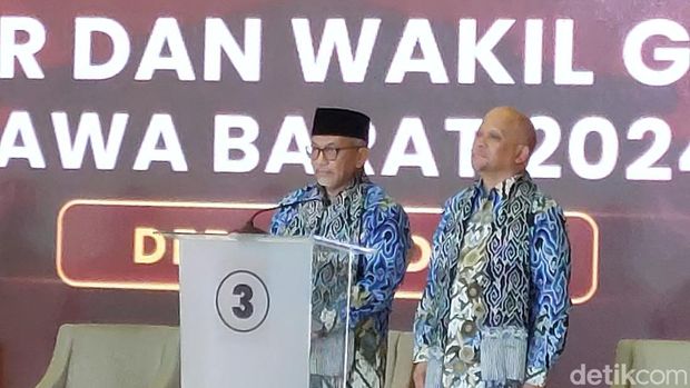 Paslon Pilgub Jabar Ahmad Syaikhu-Ilham Habibie di Debat Kedua Pilgub Jabar 2024
