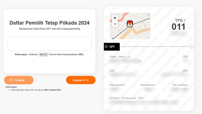 Cara cek nomor dan lokasi TPS Pilkada 2024.