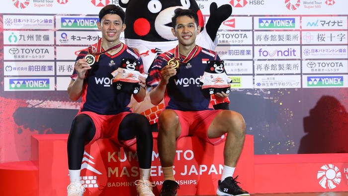 Fajar Alfian/Muhammad Rian Ardianto menjuarai Japan Masters 2024.