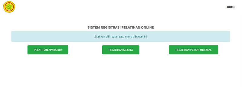 Halaman situs pendaftaran Petani Milenial