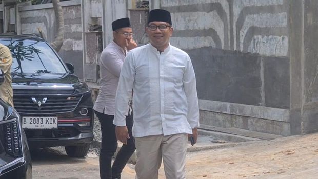 Ridwan Kamil (RK) acara 'Silaturahmi Gabungan Ulama Bersama Habib Luthfi Bin Yahya' di Rawamangun, Jakarta Timur, Senin (18/11/2024).